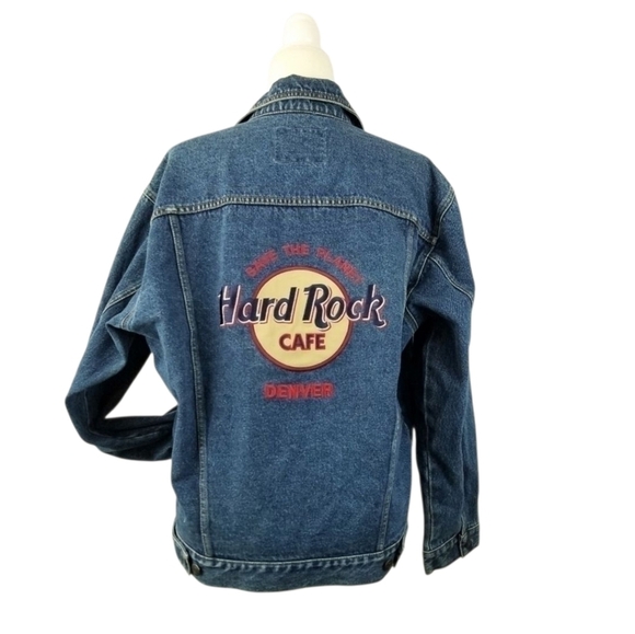 Hard Rock Cafe Denver vintage dark denim classic trucker jacket size S - Picture 1 of 9